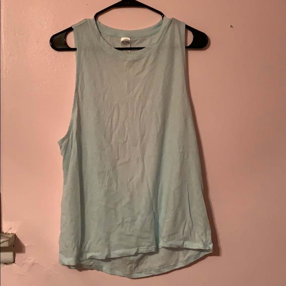 Teal tank top with open back